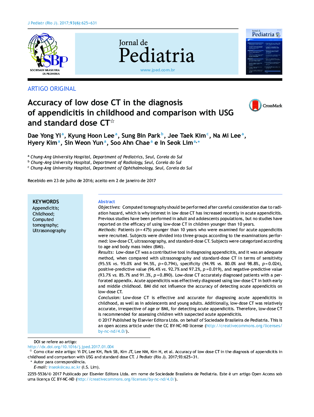 Accuracy of low dose CT in the diagnosis of appendicitis in childhood and comparison with USG and standard dose CT
