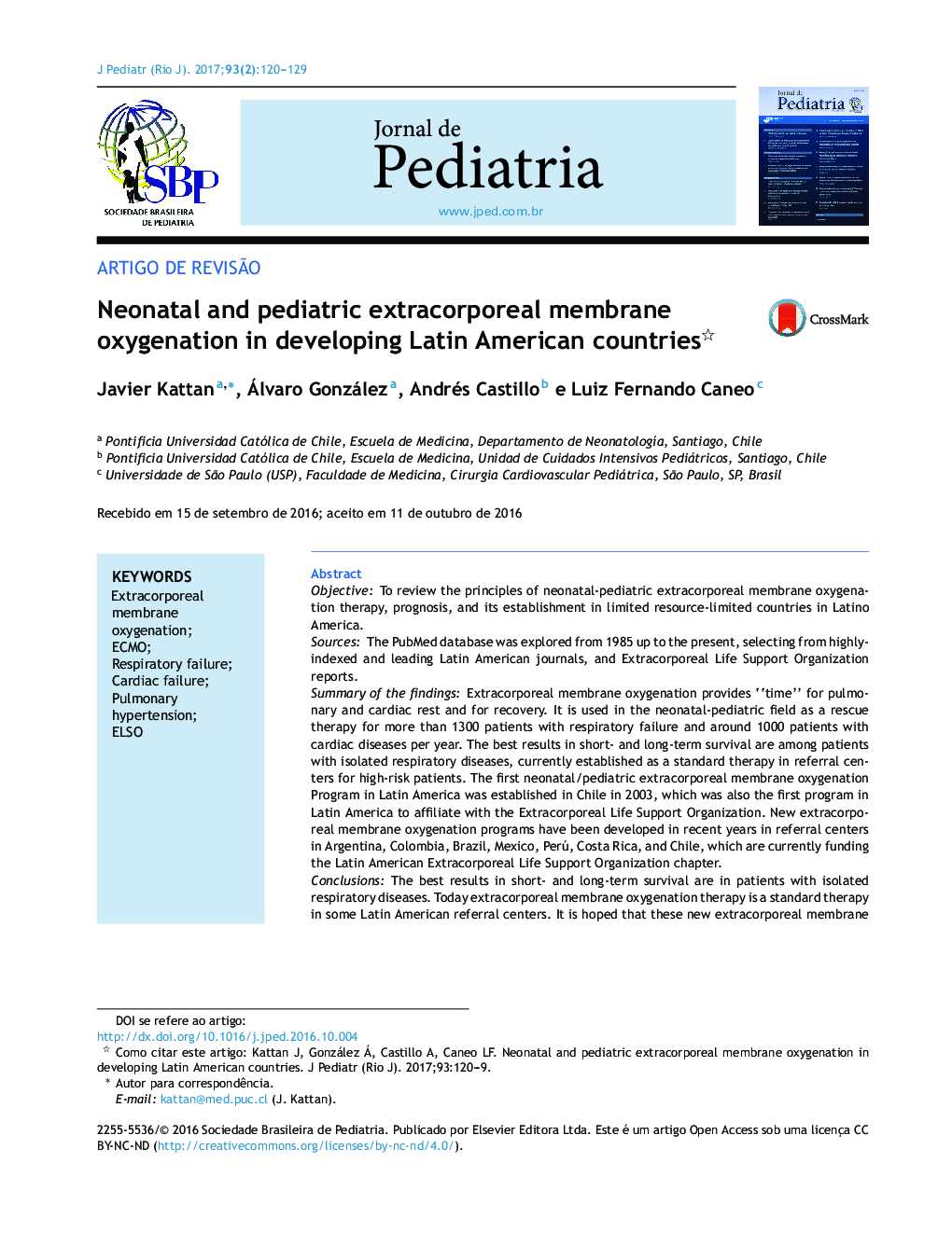 Neonatal and pediatric extracorporeal membrane oxygenation in developing Latin American countries