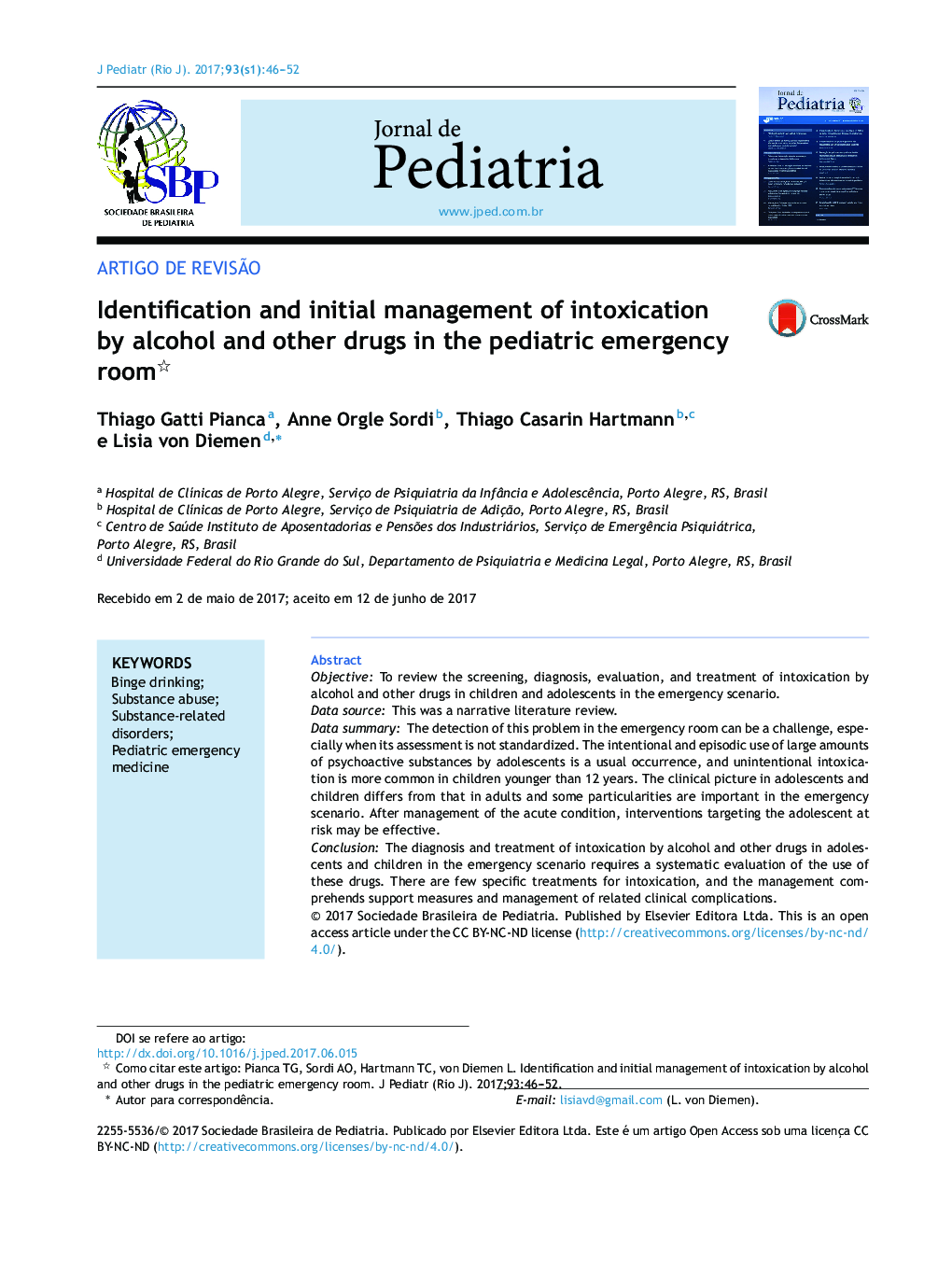 Identification and initial management of intoxication by alcohol and other drugs in the pediatric emergency room