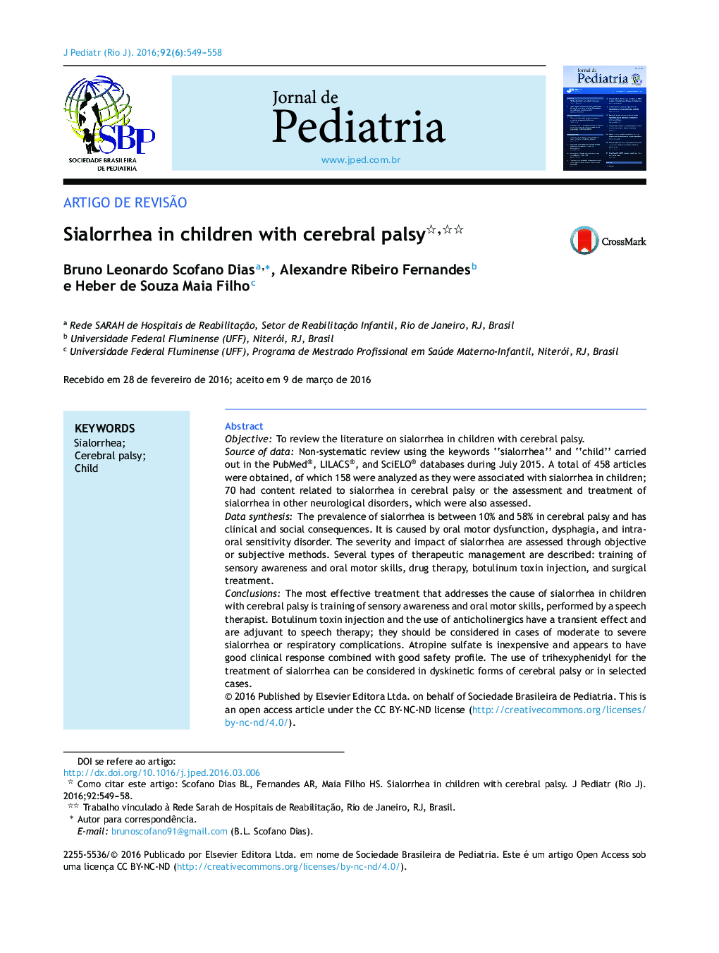 Sialorrhea in children with cerebral palsy