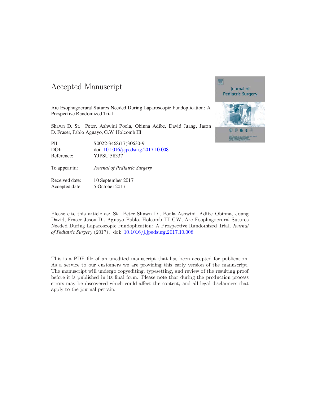 Are esophagocrural sutures needed during laparoscopic fundoplication: A prospective randomized trial