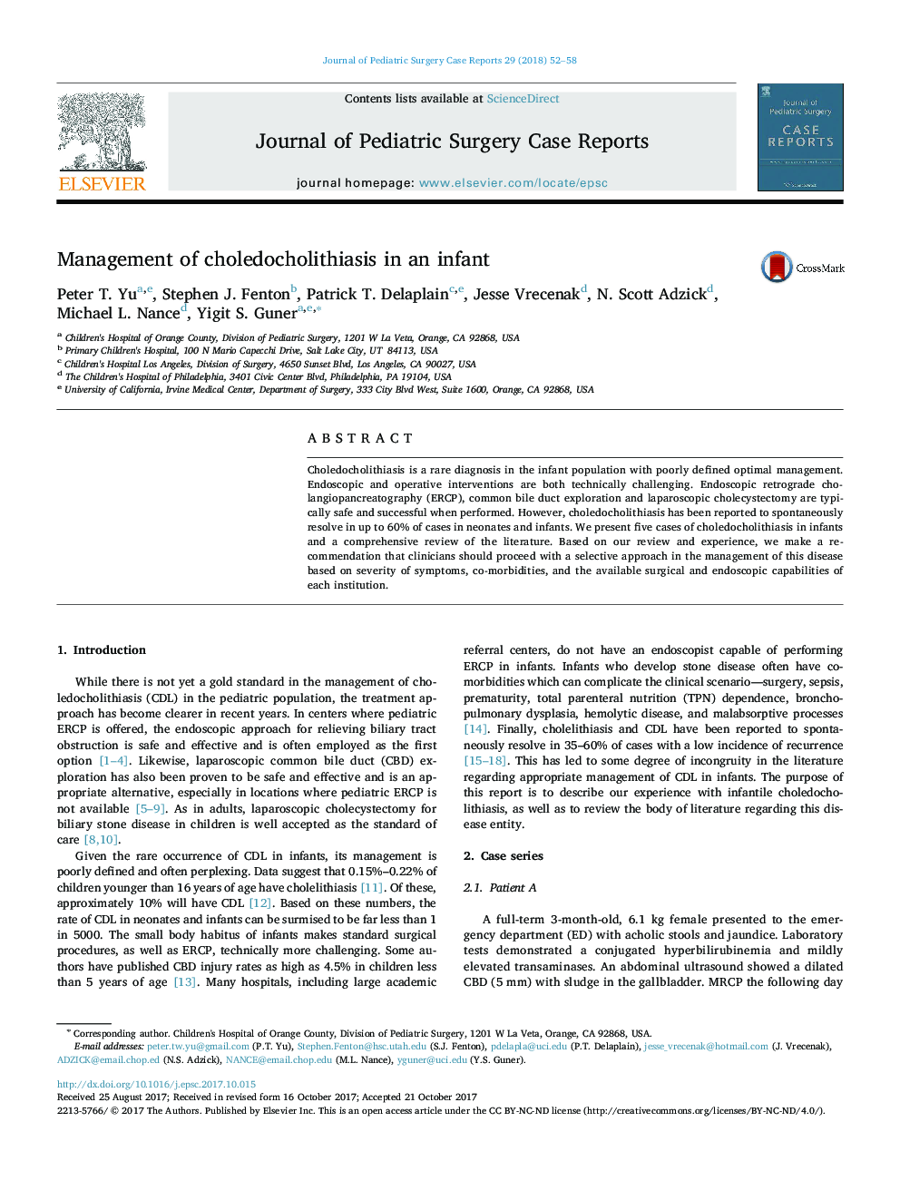 Management of choledocholithiasis in an infant