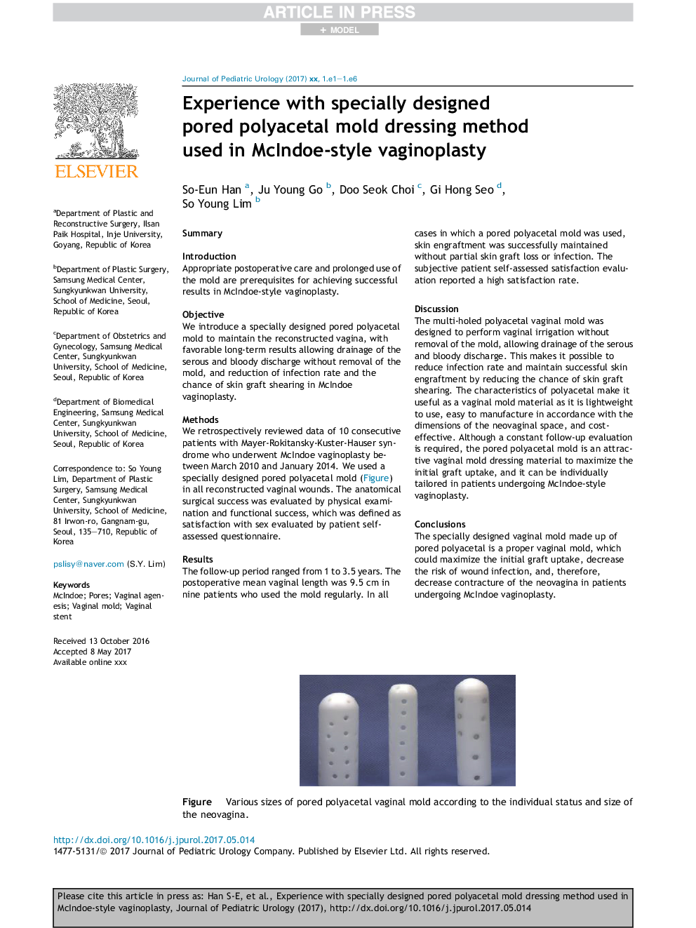 Experience with specially designed pored polyacetal mold dressing method used in McIndoe-style vaginoplasty