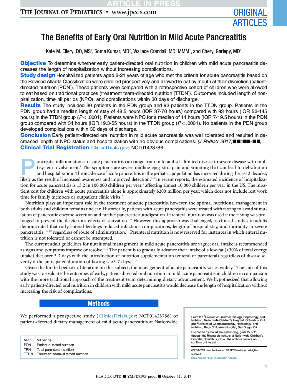 The Benefits of Early Oral Nutrition in Mild Acute Pancreatitis