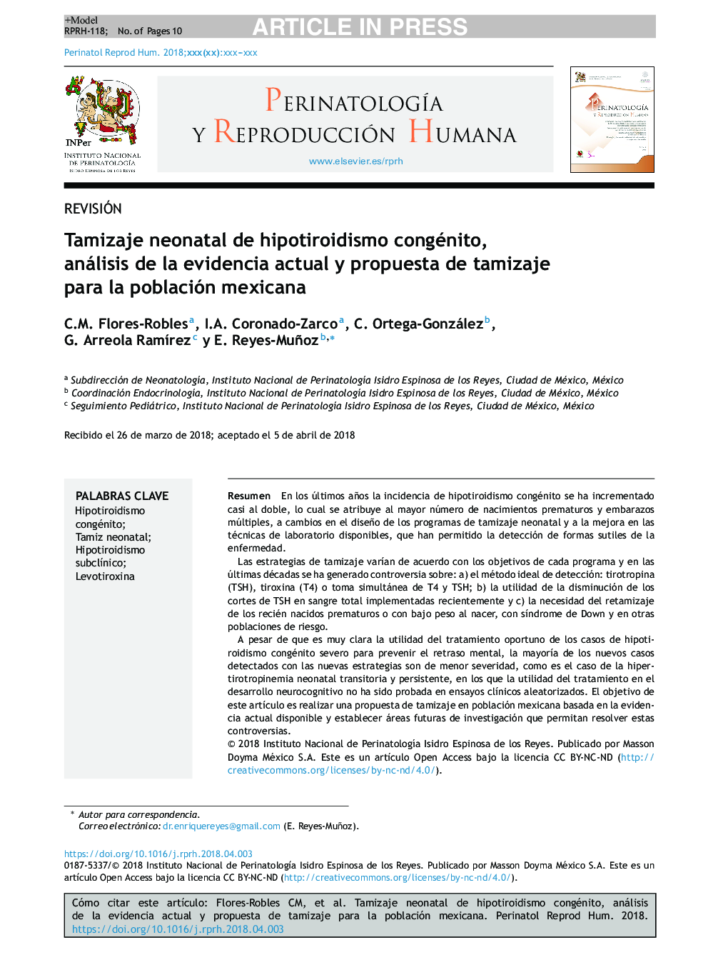 Tamizaje neonatal de hipotiroidismo congénito, análisis de la evidencia actual y propuesta de tamizaje para la población mexicana