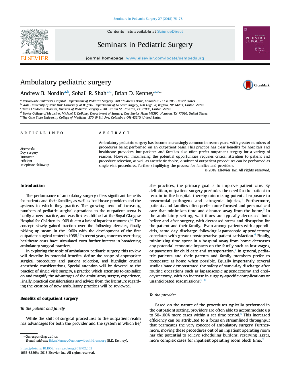 Ambulatory pediatric surgery