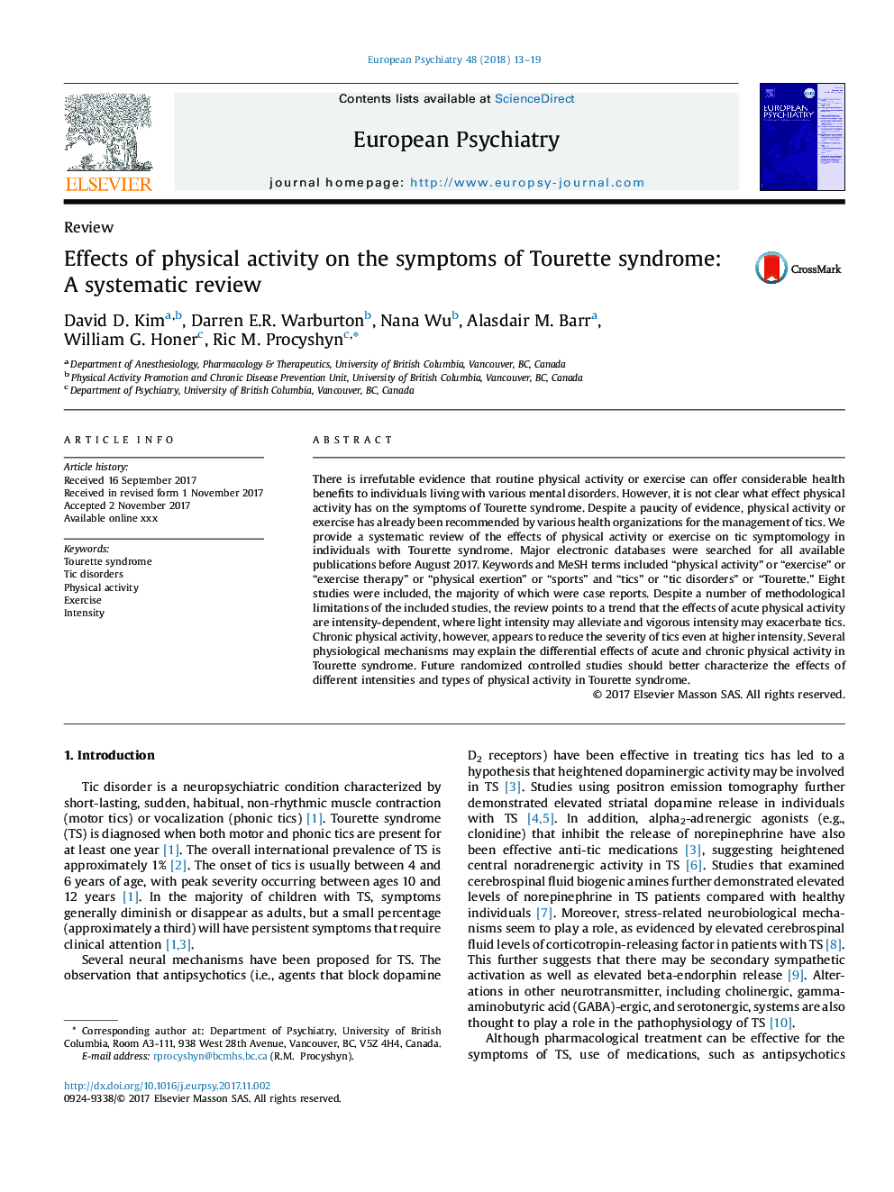 تأثیر فعالیت بدنی بر علائم سندرم تورات: یک بررسی سیستماتیک 
