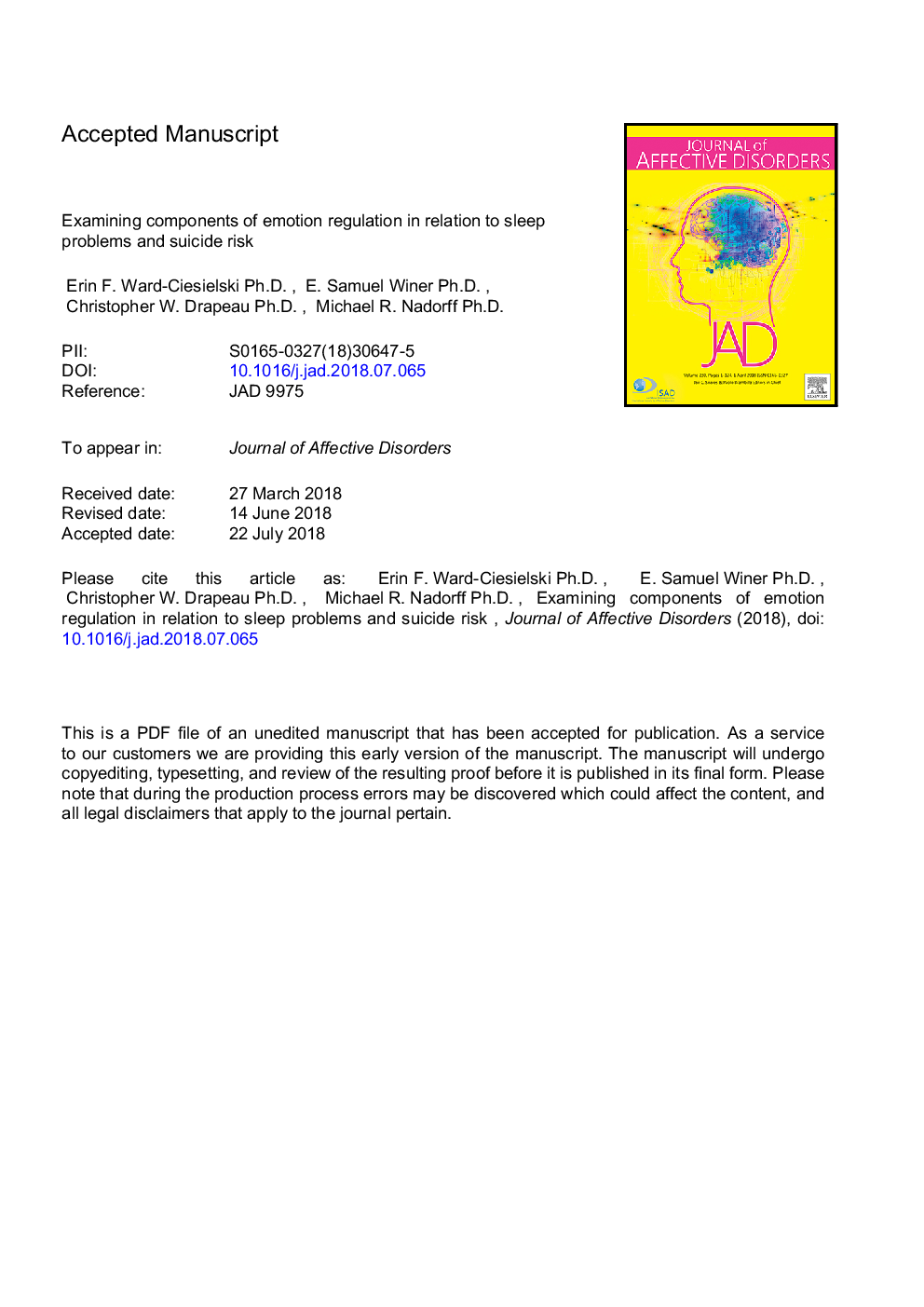 Examining components of emotion regulation in relation to sleep problems and suicide risk