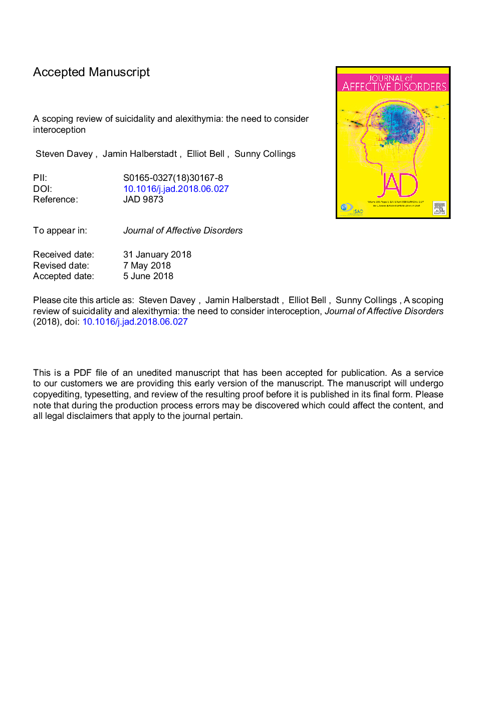 A scoping review of suicidality and alexithymia: The need to consider interoception