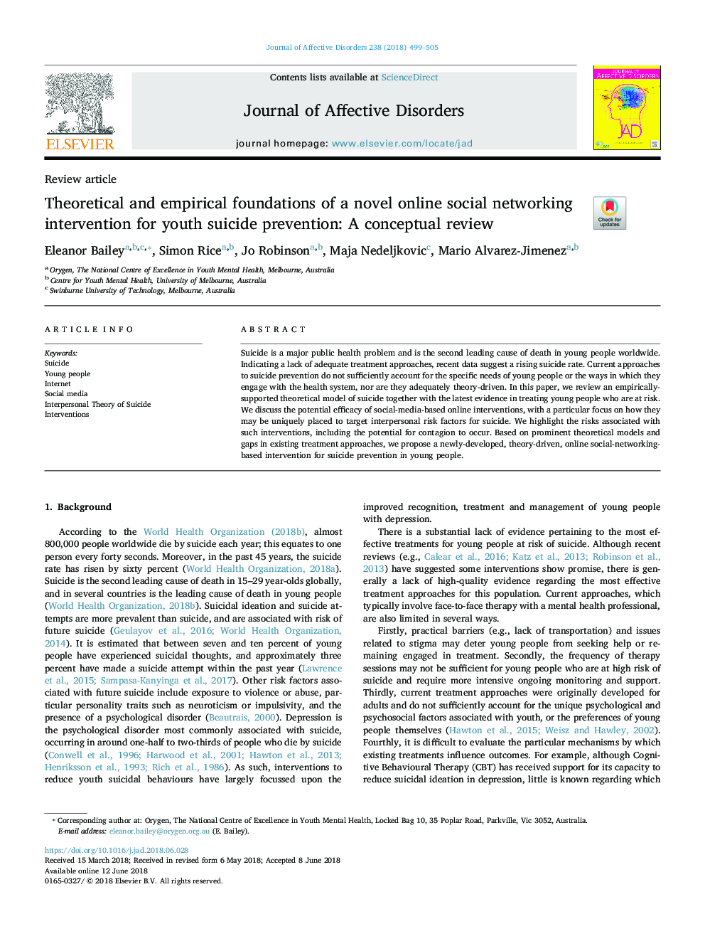 مبانی نظری و تجربی مداخله شبکه های اجتماعی آنلاین در پیشگیری از خودکشی جوانان: یک بررسی مفهومی 