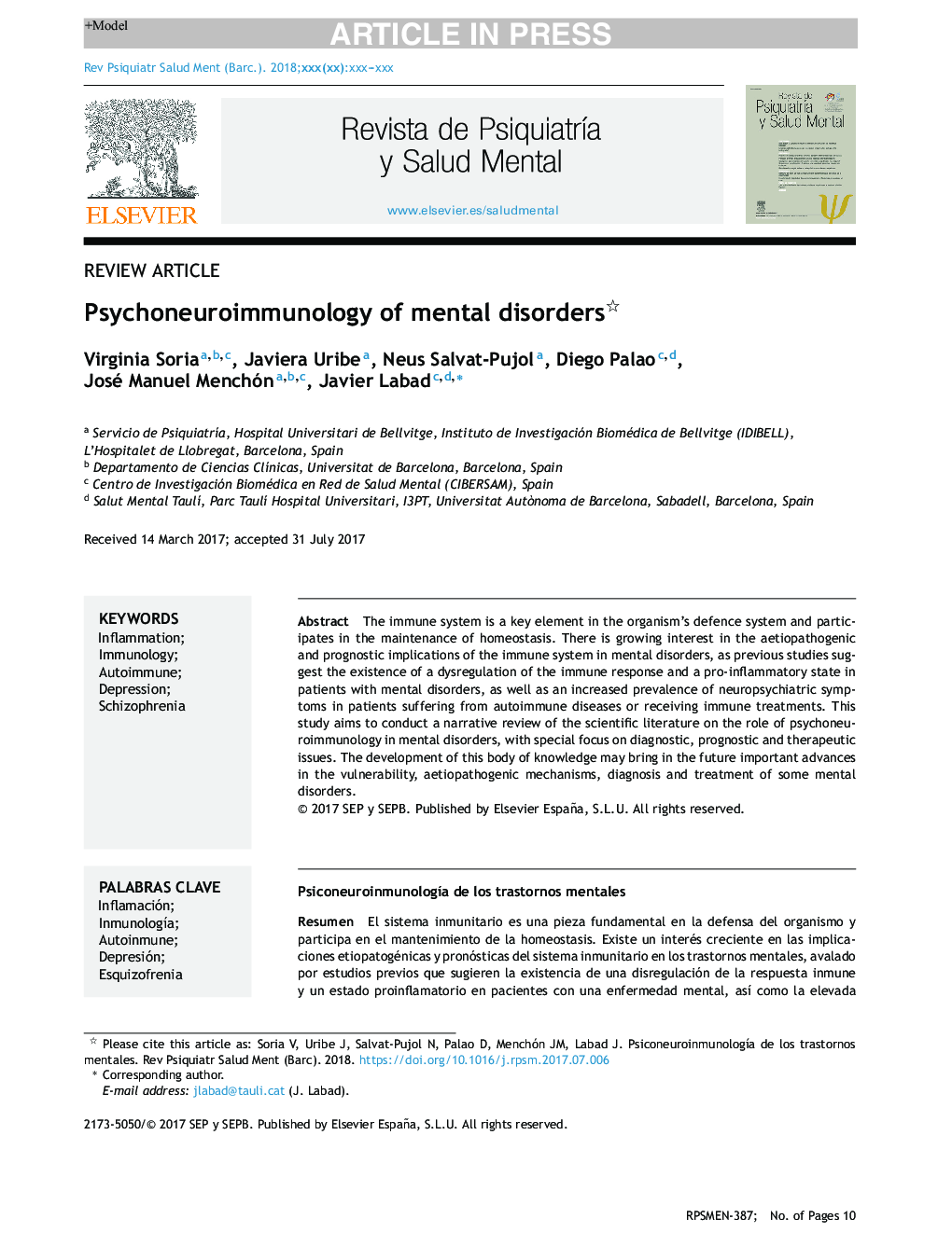 Psychoneuroimmunology of mental disorders