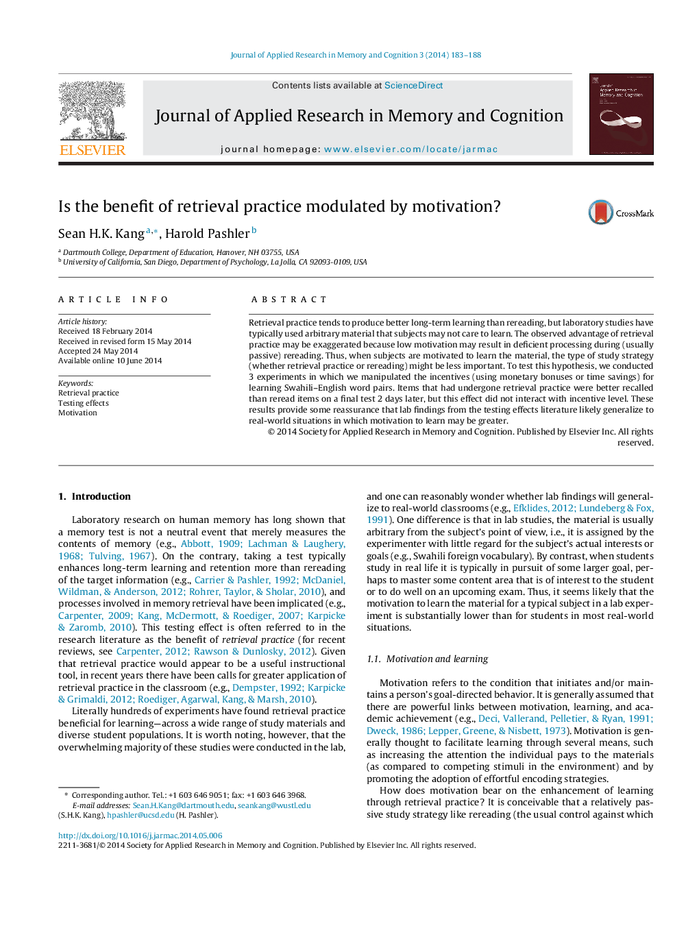 Is the benefit of retrieval practice modulated by motivation?