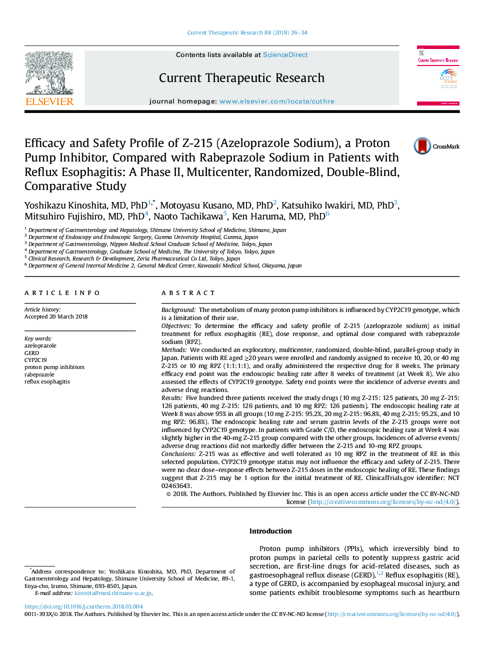 Efficacy and Safety Profile of Z-215 (Azeloprazole Sodium), a Proton Pump Inhibitor, Compared with Rabeprazole Sodium in Patients with Reflux Esophagitis: A Phase II, Multicenter, Randomized, Double-Blind, Comparative Study