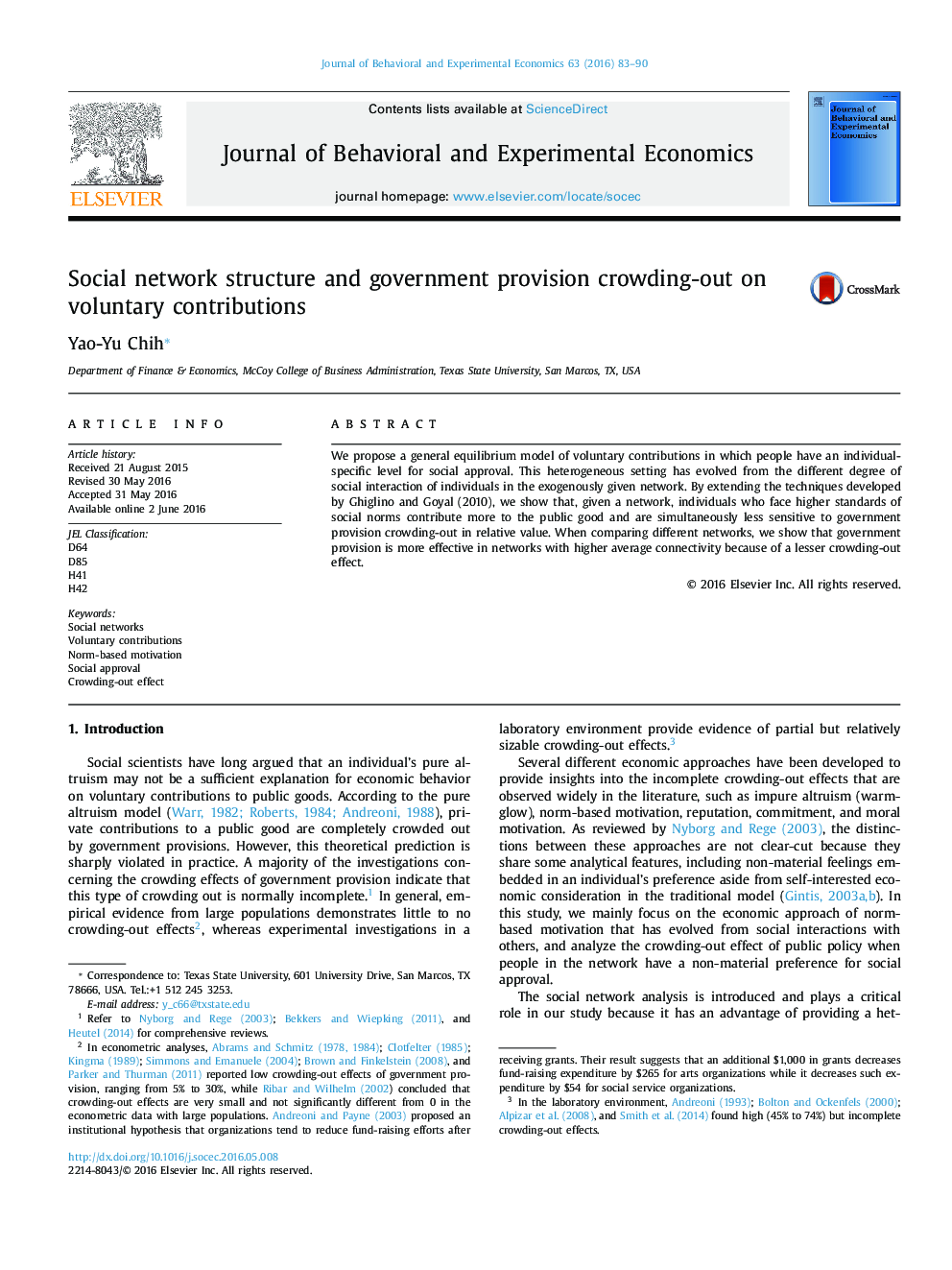 Social network structure and government provision crowding-out on voluntary contributions