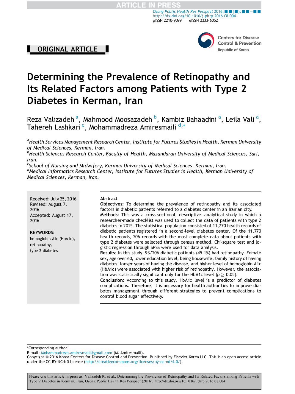 Determining the Prevalence of Retinopathy and Its Related Factors among Patients with Type 2 Diabetes in Kerman, Iran