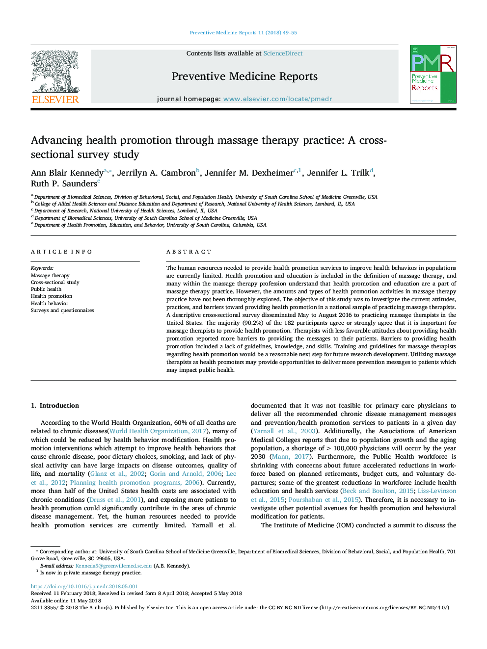 پیشگیری از ارتقاء سلامت از طریق روش ماساژ درمانی: یک مطالعه مقطعی و مقطعی 