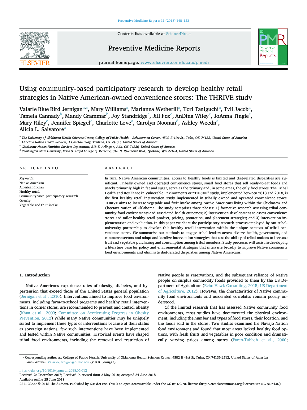 Using community-based participatory research to develop healthy retail strategies in Native American-owned convenience stores: The THRIVE study