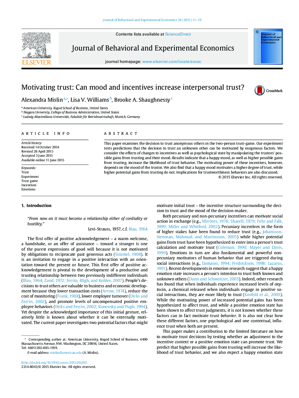 Motivating trust: Can mood and incentives increase interpersonal trust?