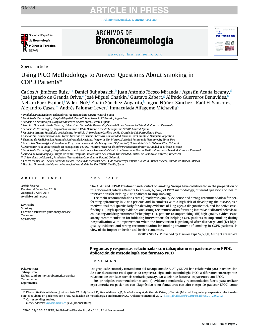 Using PICO Methodology to Answer Questions About Smoking in COPD Patients