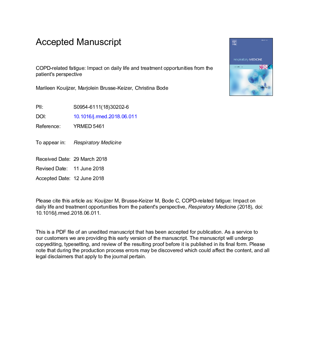 COPD-related fatigue: Impact on daily life and treatment opportunities from the patient's perspective