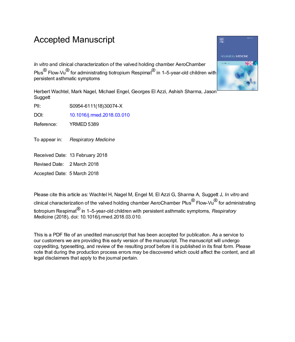 In vitro and clinical characterization of the valved holding chamber AeroChamber Plus® Flow-Vu® for administrating tiotropium Respimat® in 1-5-year-old children with persistent asthmatic symptoms