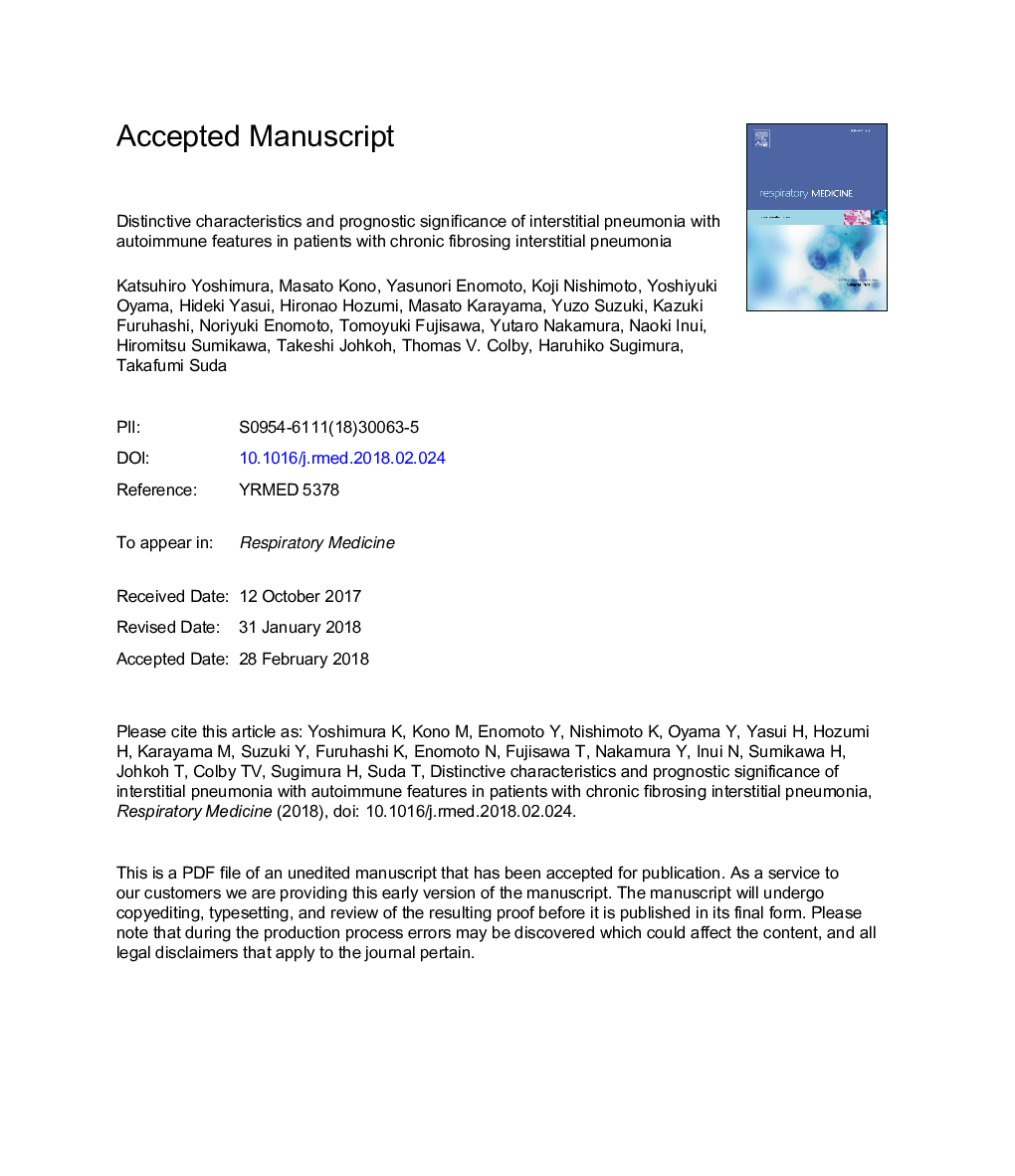 Distinctive characteristics and prognostic significance of interstitial pneumonia with autoimmune features in patients with chronic fibrosing interstitial pneumonia