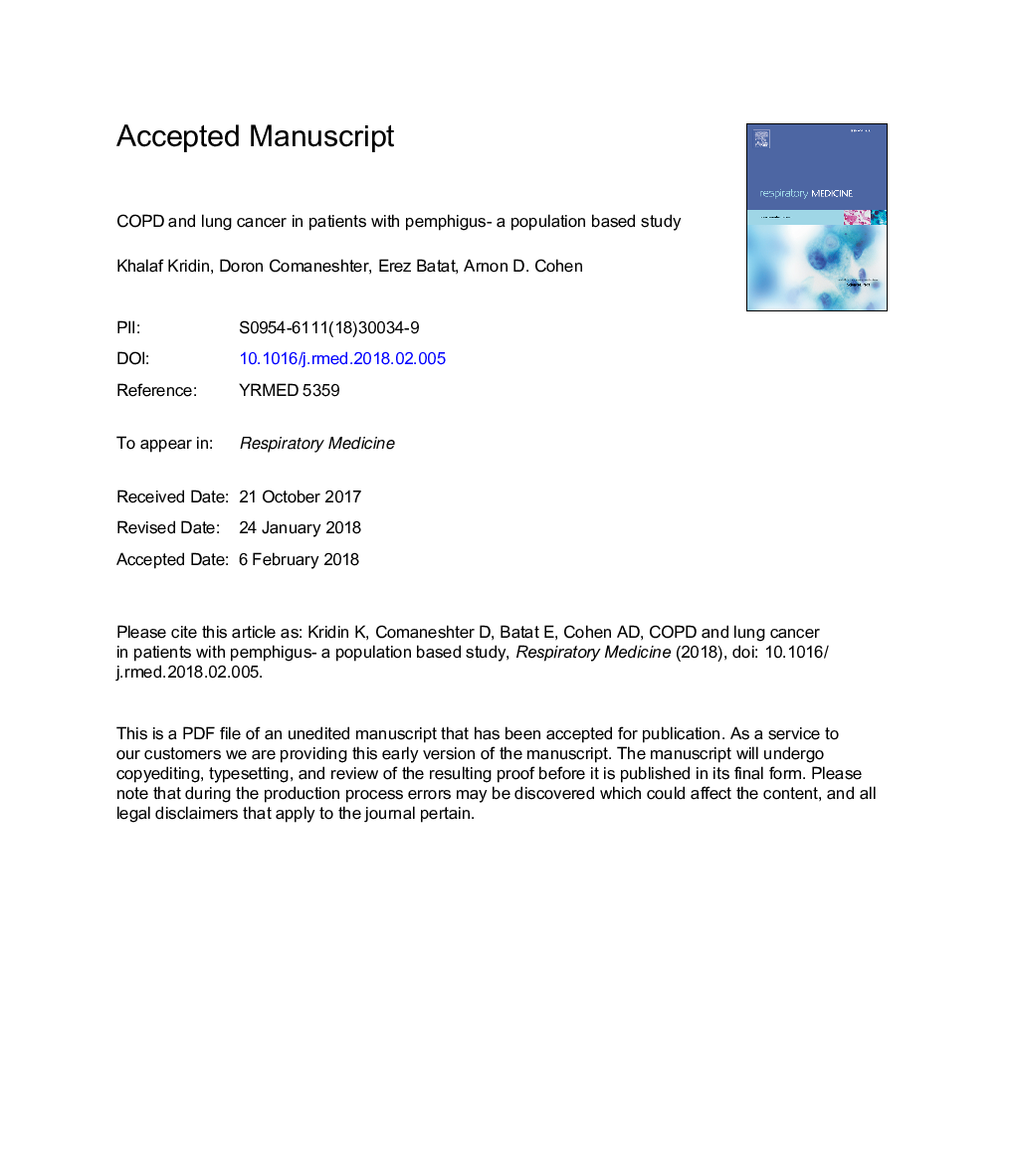 COPD and lung cancer in patients with pemphigus- a population based study