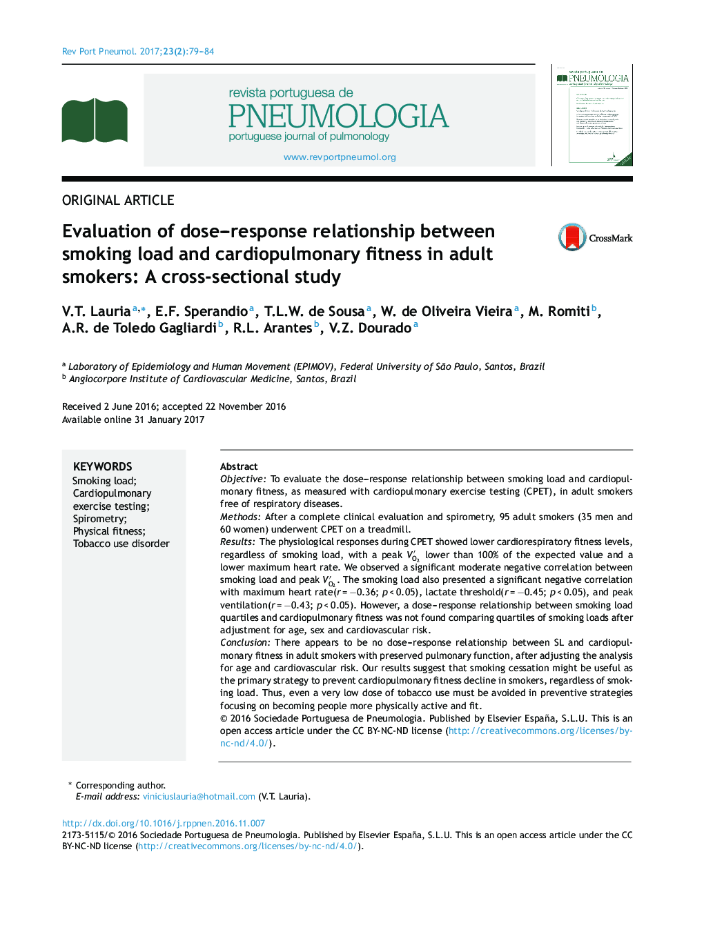 Evaluation of dose-response relationship between smoking load and cardiopulmonary fitness in adult smokers: A cross-sectional study