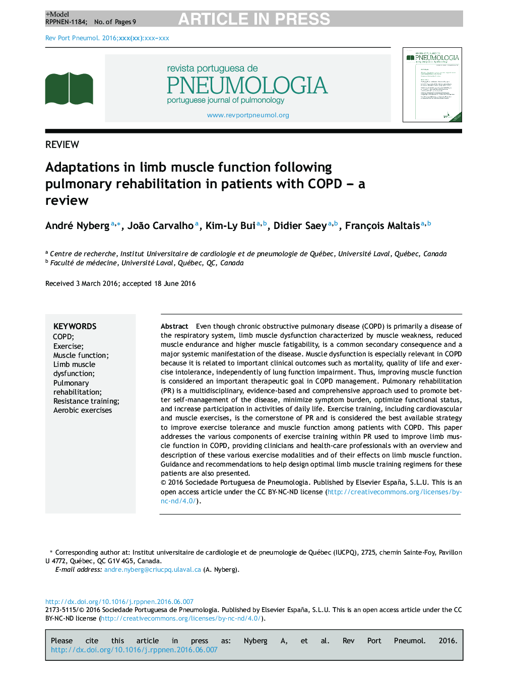 Adaptations in limb muscle function following pulmonary rehabilitation in patients with COPD - a review