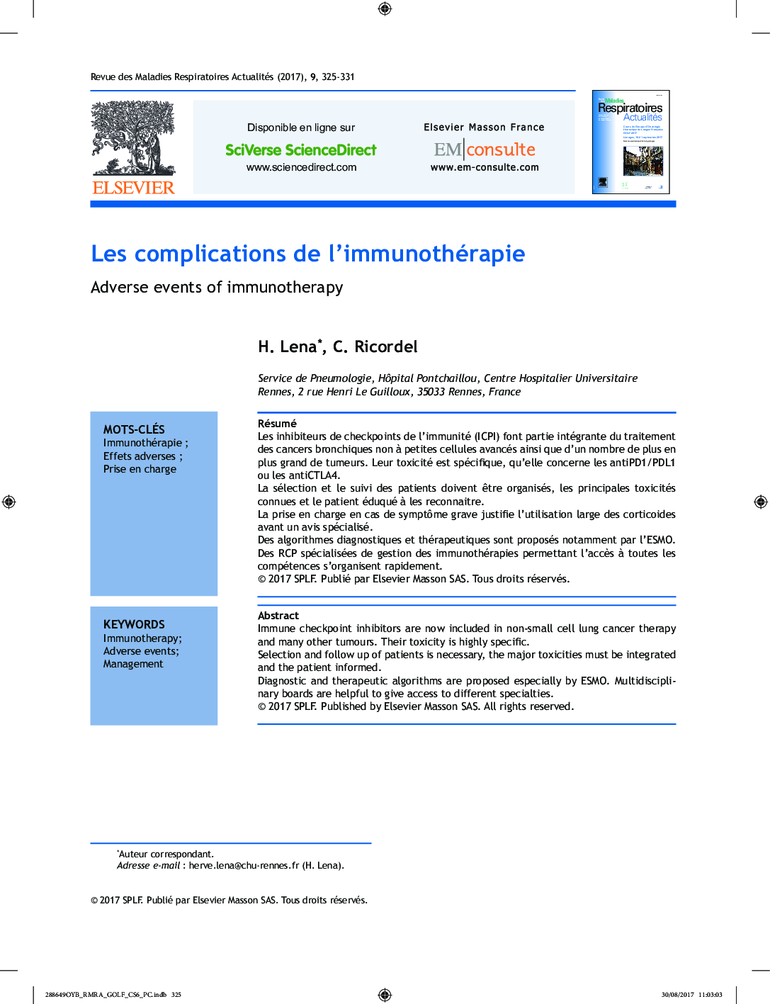 Les complications de l'immunothérapie
