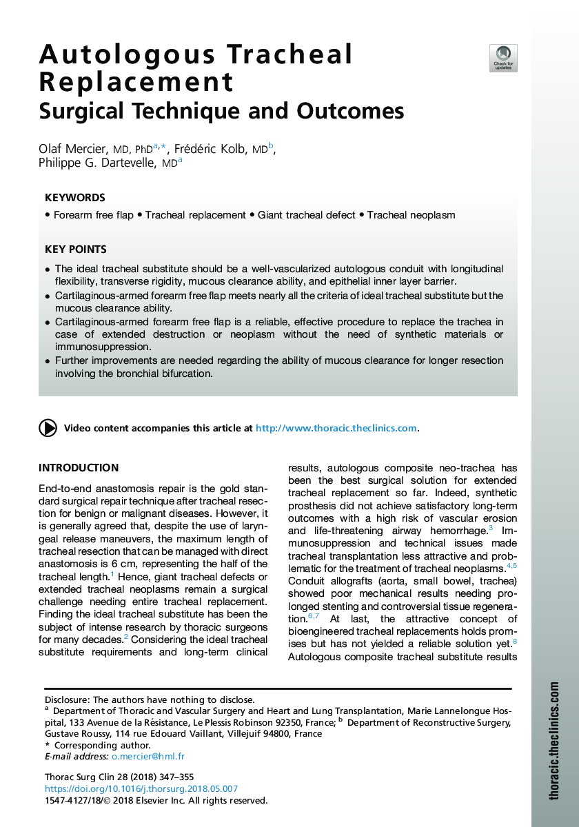 Autologous Tracheal Replacement