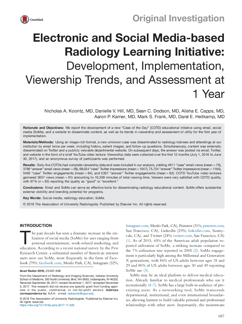 Electronic and Social Media-based Radiology Learning Initiative