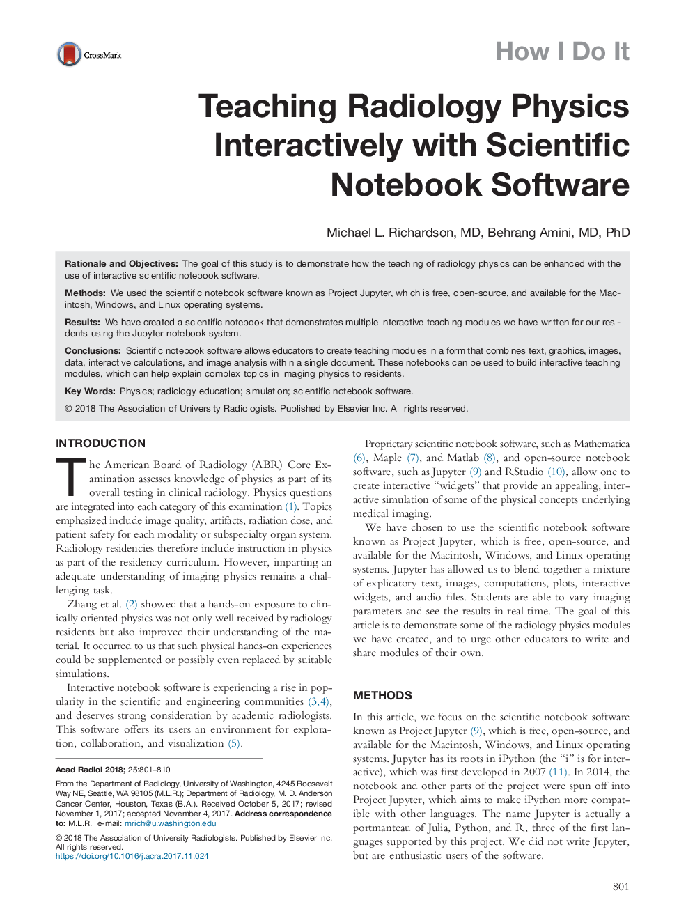 Teaching Radiology Physics Interactively with Scientific Notebook Software