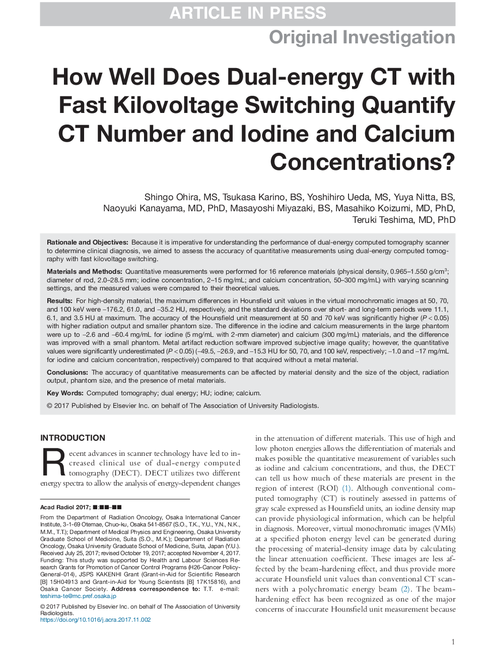 How Well Does Dual-energy CT with Fast Kilovoltage Switching Quantify CT Number and Iodine and Calcium Concentrations?