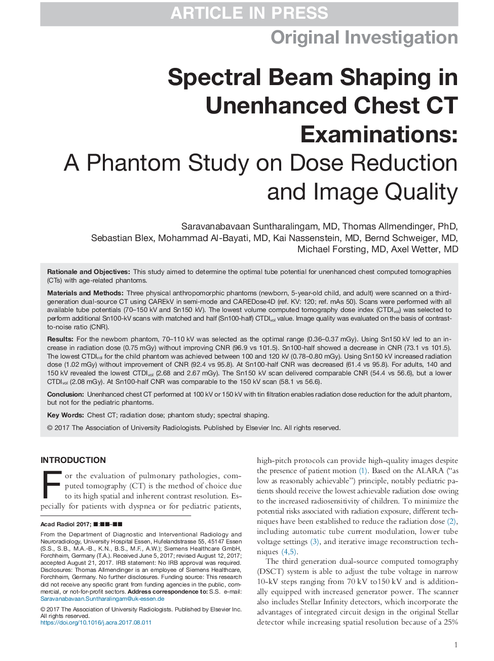 Spectral Beam Shaping in Unenhanced Chest CT Examinations