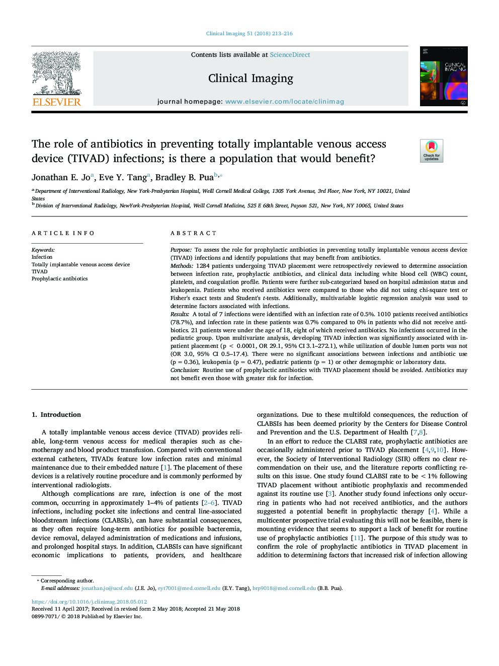 The role of antibiotics in preventing totally implantable venous access device (TIVAD) infections; is there a population that would benefit?