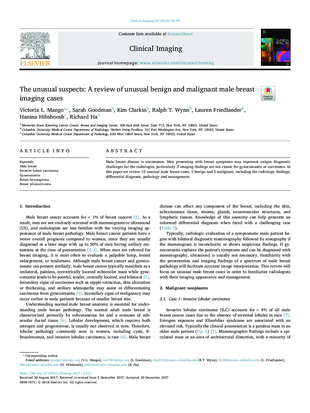 The unusual suspects: A review of unusual benign and malignant male breast imaging cases