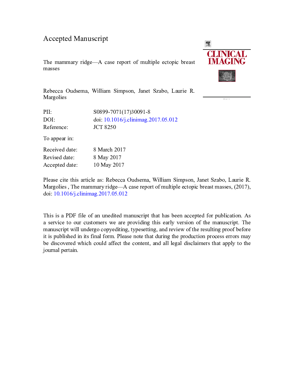 The mammary ridge-A case report of multiple ectopic breast masses