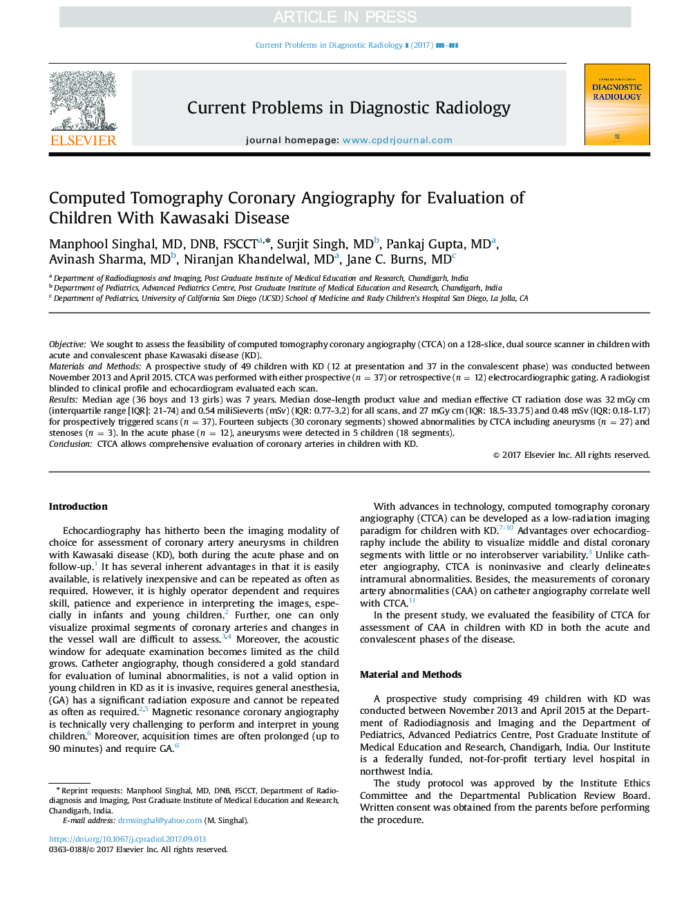 Computed Tomography Coronary Angiography for Evaluation of Children With Kawasaki Disease