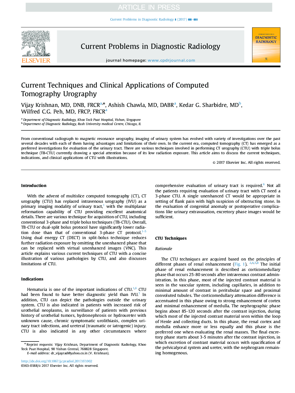 Current Techniques and Clinical Applications of Computed Tomography Urography