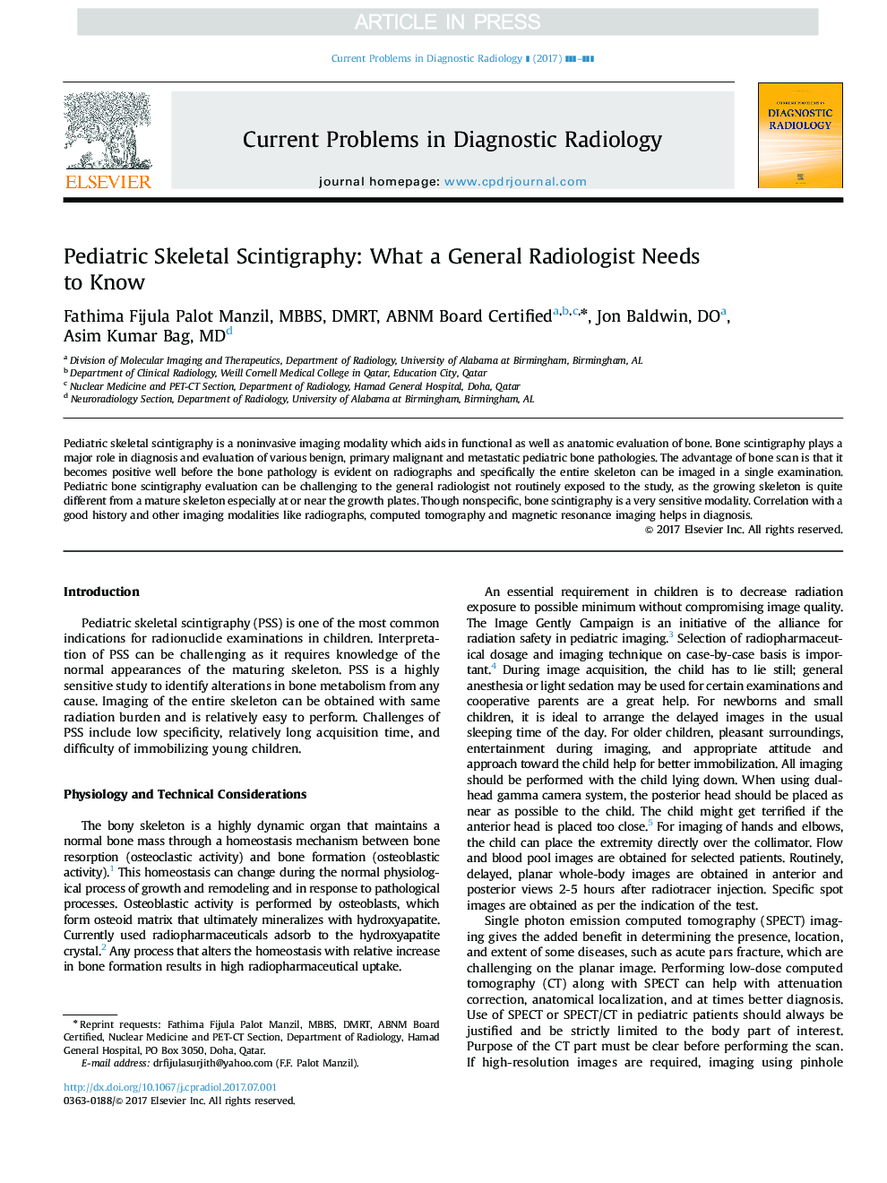 Pediatric Skeletal Scintigraphy: What a General Radiologist Needs to Know