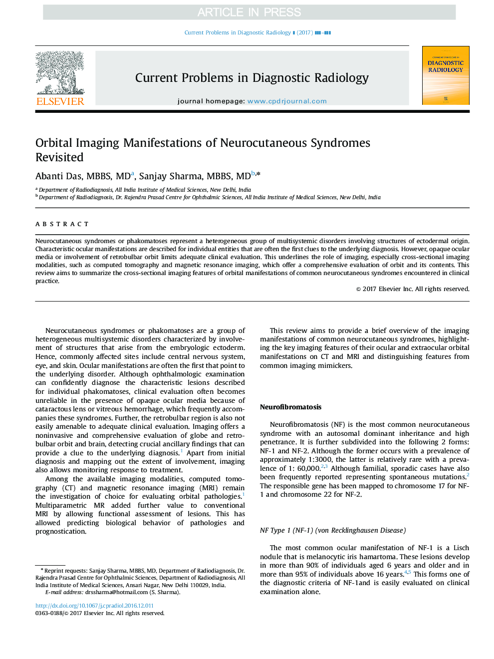 Orbital Imaging Manifestations of Neurocutaneous Syndromes Revisited