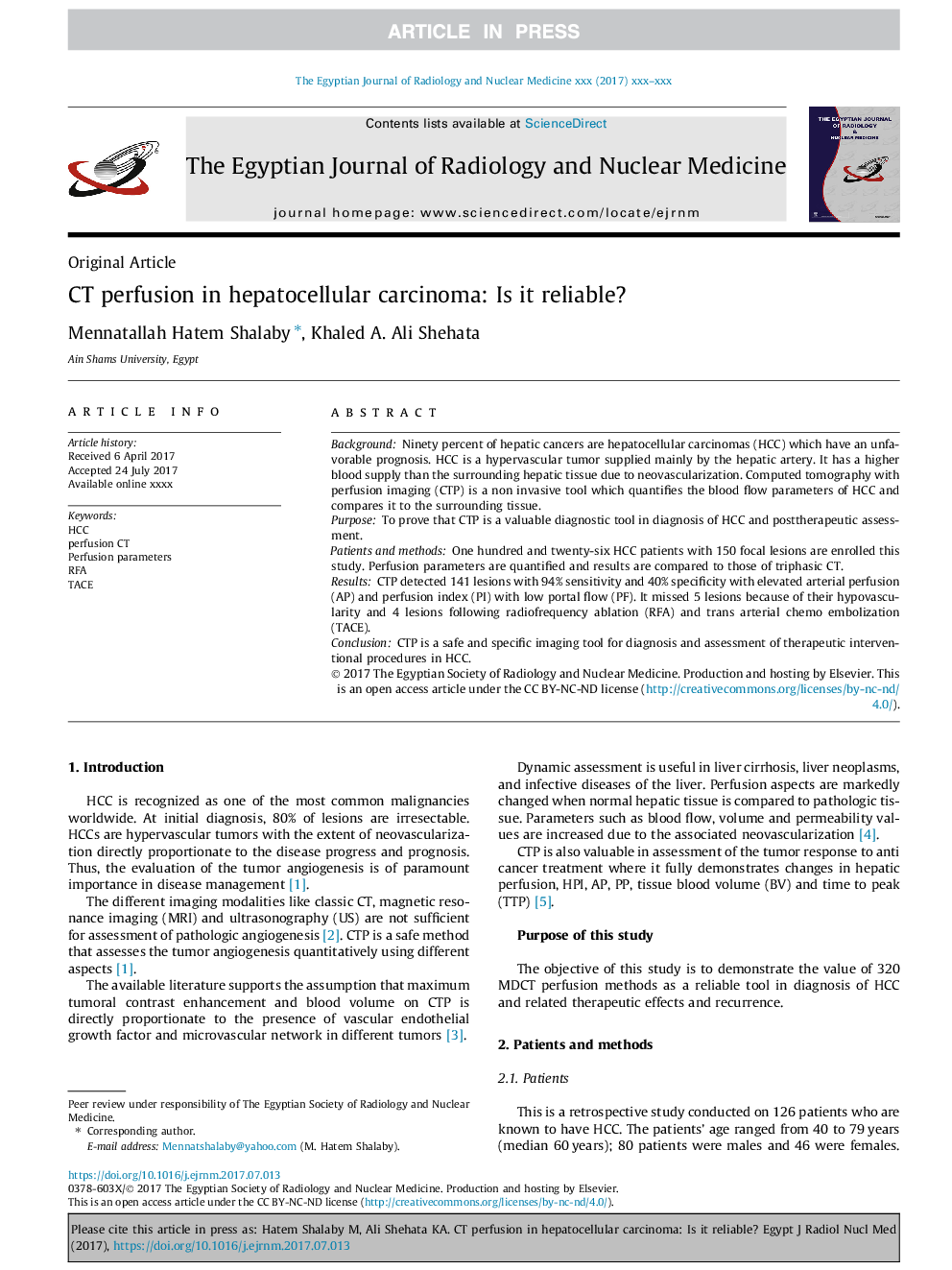 CT perfusion in hepatocellular carcinoma: Is it reliable?