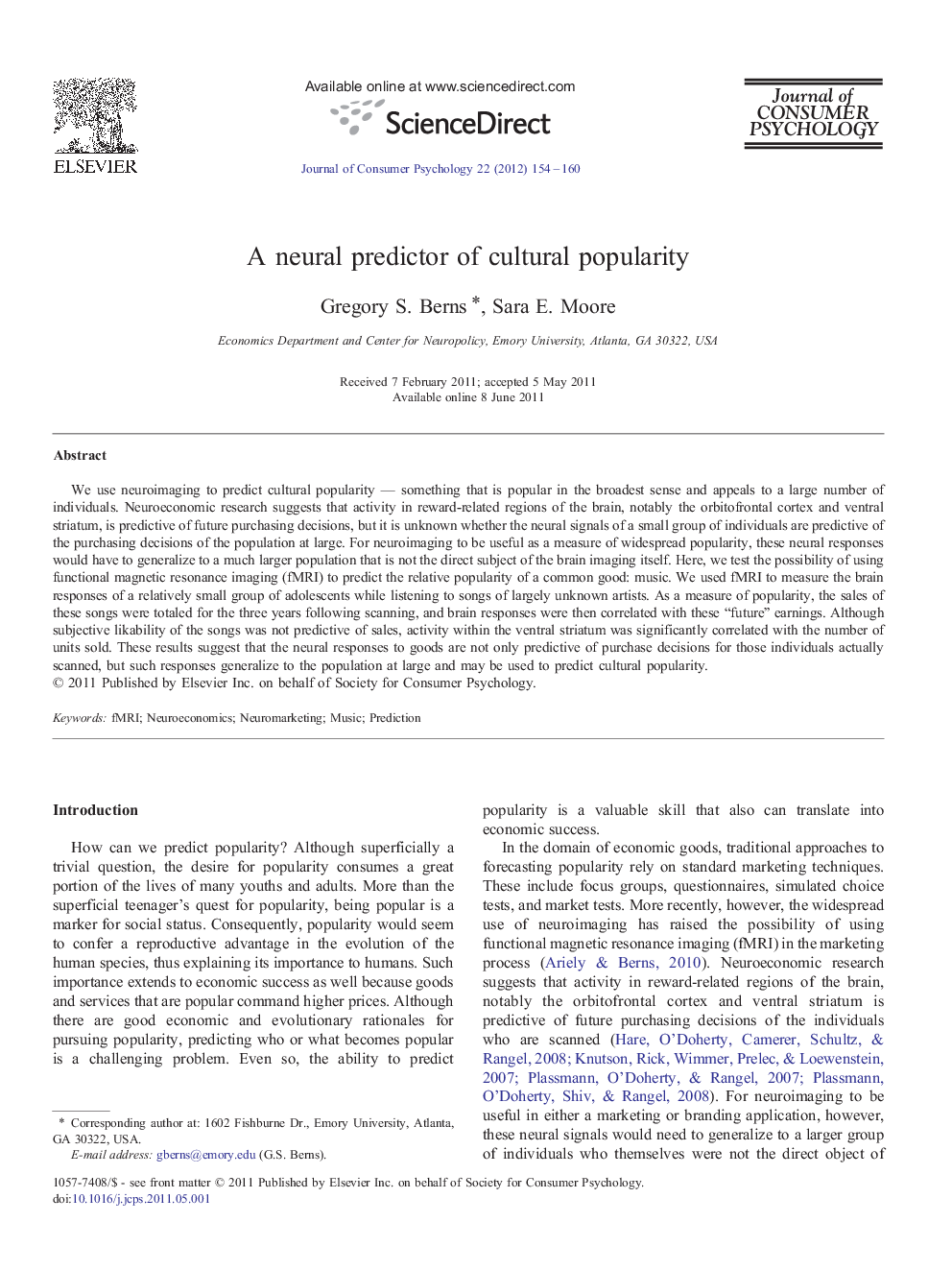 A neural predictor of cultural popularity