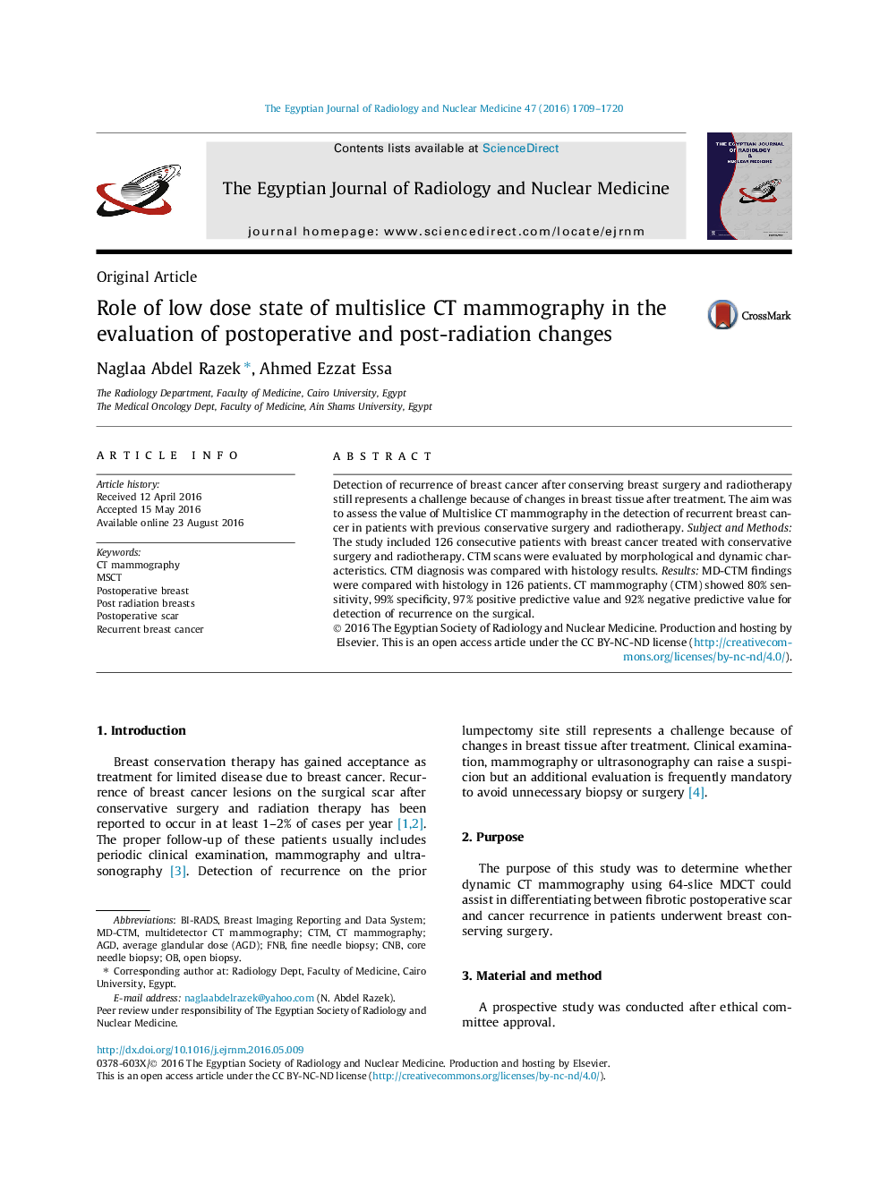 Role of low dose state of multislice CT mammography in the evaluation of postoperative and post-radiation changes