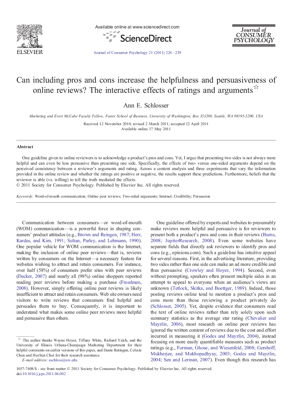 Can including pros and cons increase the helpfulness and persuasiveness of online reviews? The interactive effects of ratings and arguments 