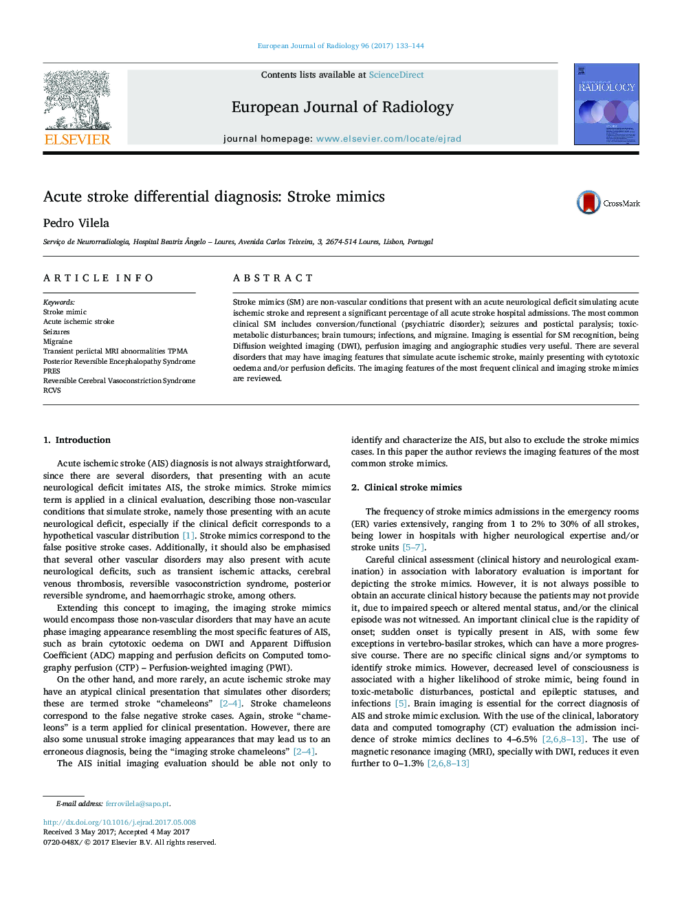 Acute stroke differential diagnosis: Stroke mimics