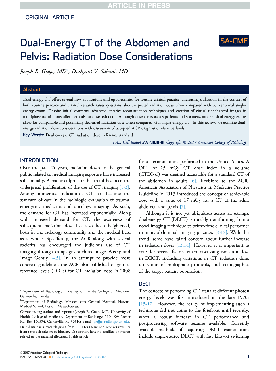 Dual-Energy CT of the Abdomen and Pelvis: Radiation Dose Considerations