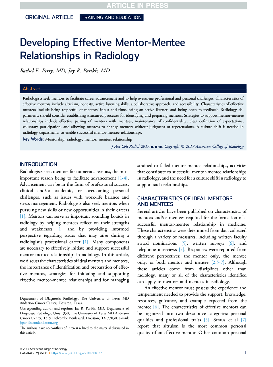 توسعه روابط مؤثر و موثر در رادیولوژی 