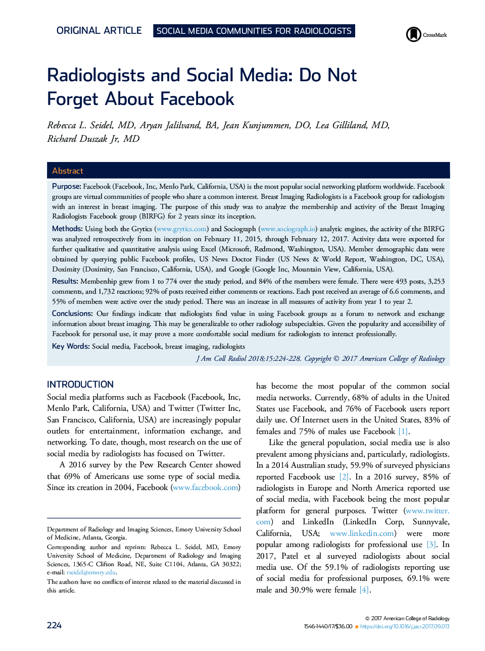رادیولوژی و رسانه های اجتماعی: درباره فیس بوک فراموش نکنید 